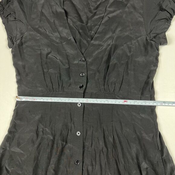 COMPTOIR DES COTONNIERS Dress Button Down V-Neck Black Classic Staple US XS - Picture 7 of 9